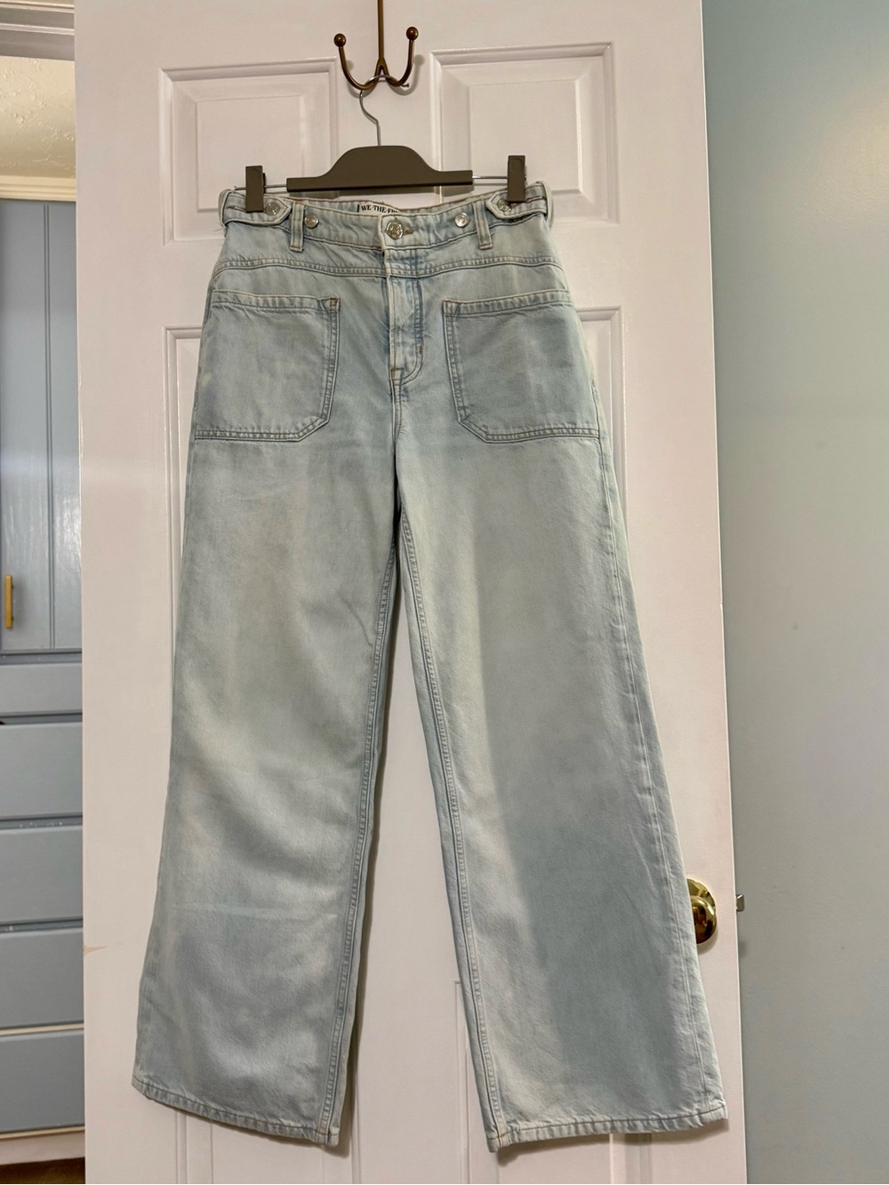 Free People Palmer Cuffed Pale Blue Wide-Leg Jeans 27 - Picture 5 of 10